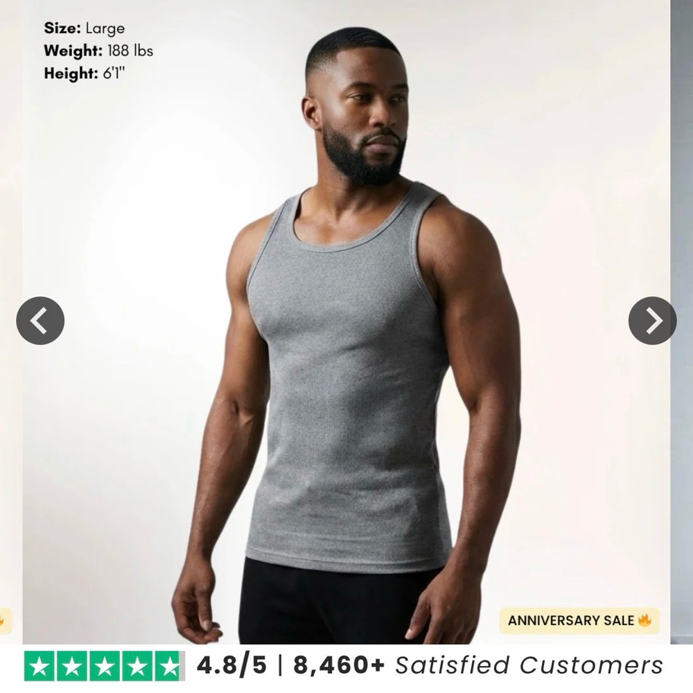 Set of 4 Somnea Mens Tank Top Undershirts Grey XS - Picture 5 of 7